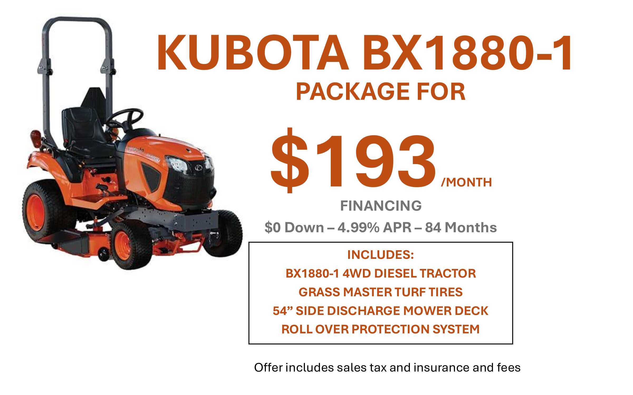 BX1880 Kubota Tractor Package - Woodstock Equipment Co.